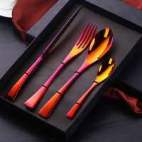 Best Selling Unique Flatware Red Stainless Steel Cutlery Set with Gift Box